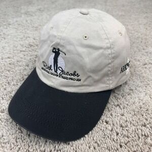 Rich Jacobs Hat Mens Town Talk Golf Baseball Cap Beige Embroidered Strapback